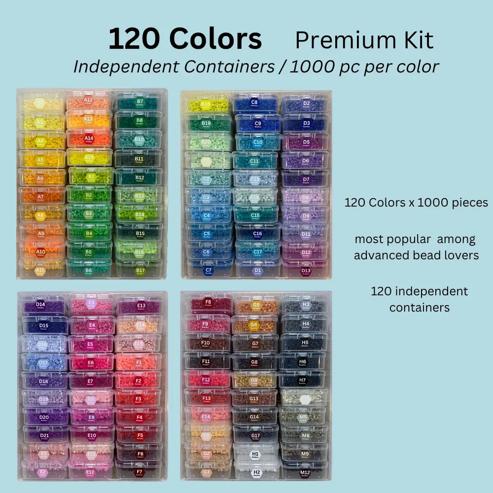 120 colors fuse beads premium kit with individual containers