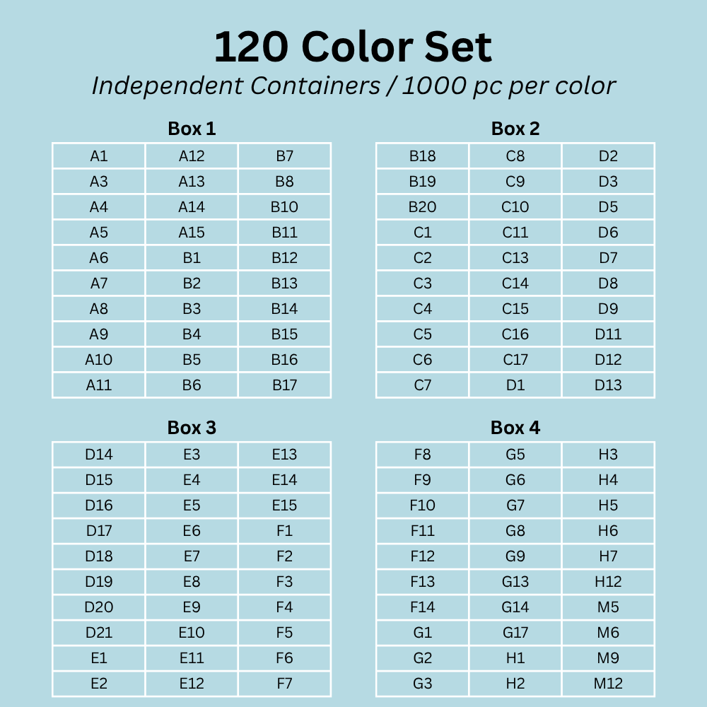 120 color kit containers detail